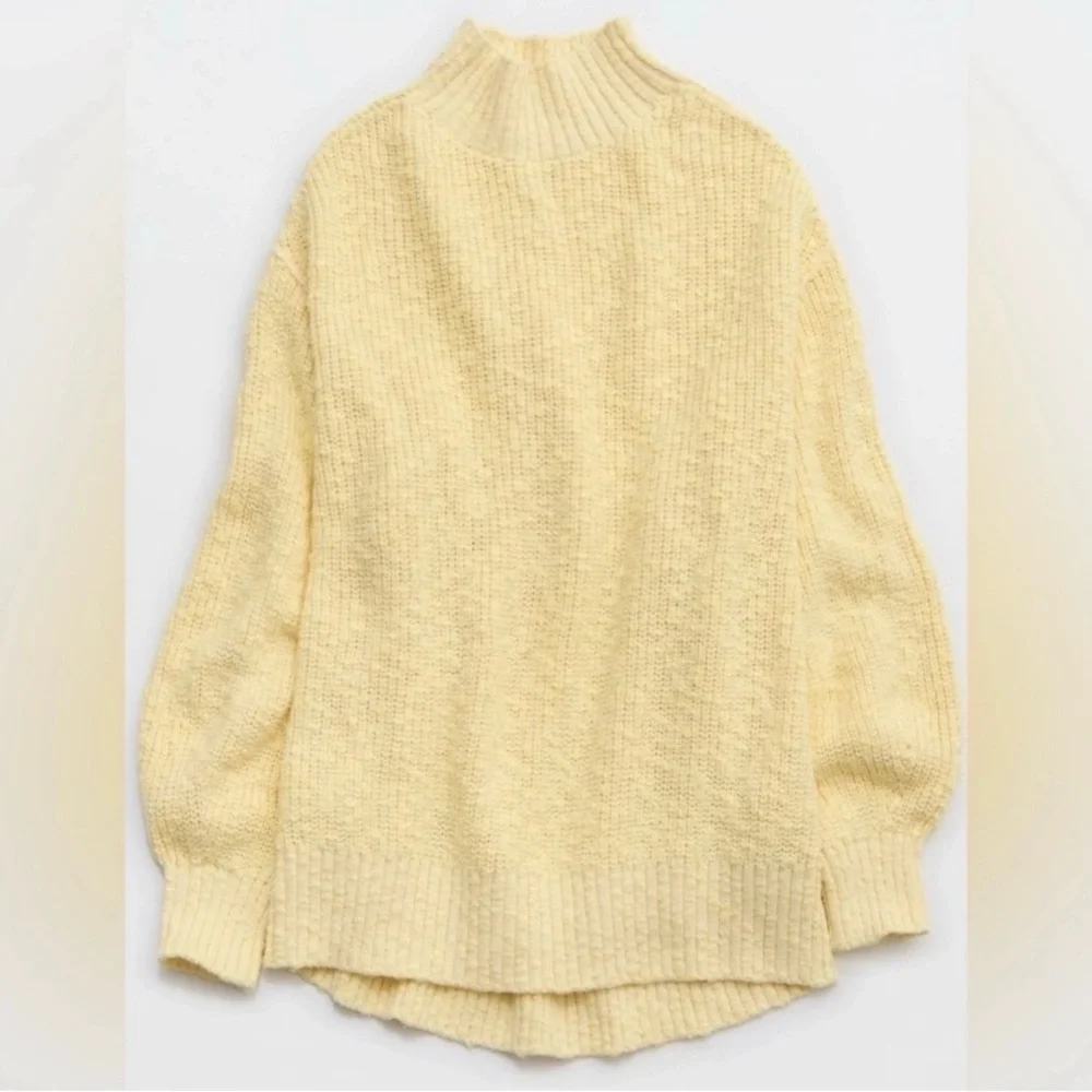 Aerie Hits The Spot Mock Neck Yellow Sweater - Picture 9 of 9